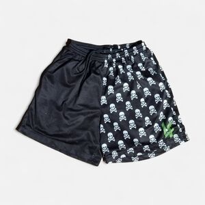 Men's Black Skull Pattern Athletic Shorts